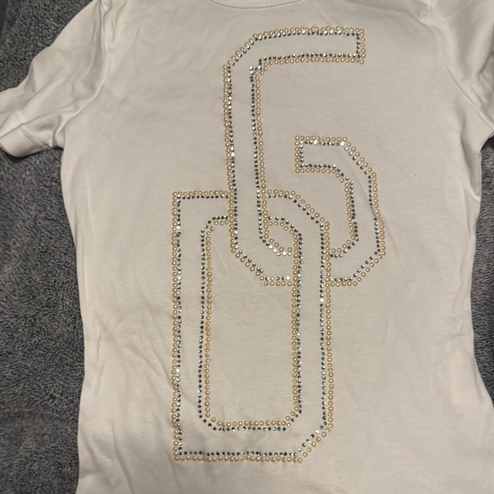 Dolce & Gabbana Cream Top with Gold and Silver Embellishments